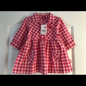 NWT Pumpkin Patch Kids 6-12m Pink and White Check